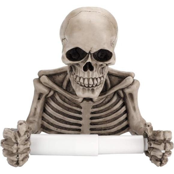 Skull Toilet Paper Holder Wall Mount Toilet Tissue Roll Paper Storage Holder - Picture 1 of 7